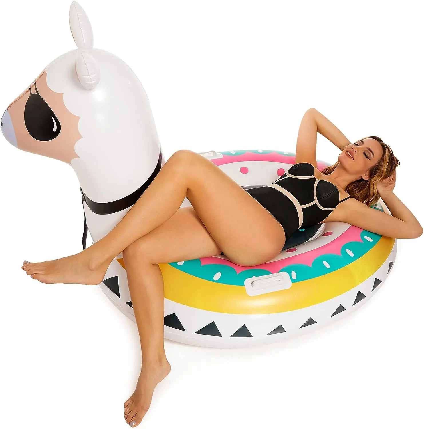 Inflatable Floater Water Float Ride on Lake Big unicorn Sheep Pool Float Tropical Floating Island