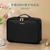 Large Elegant Black Full-Screen Mirror with LED Light Ring