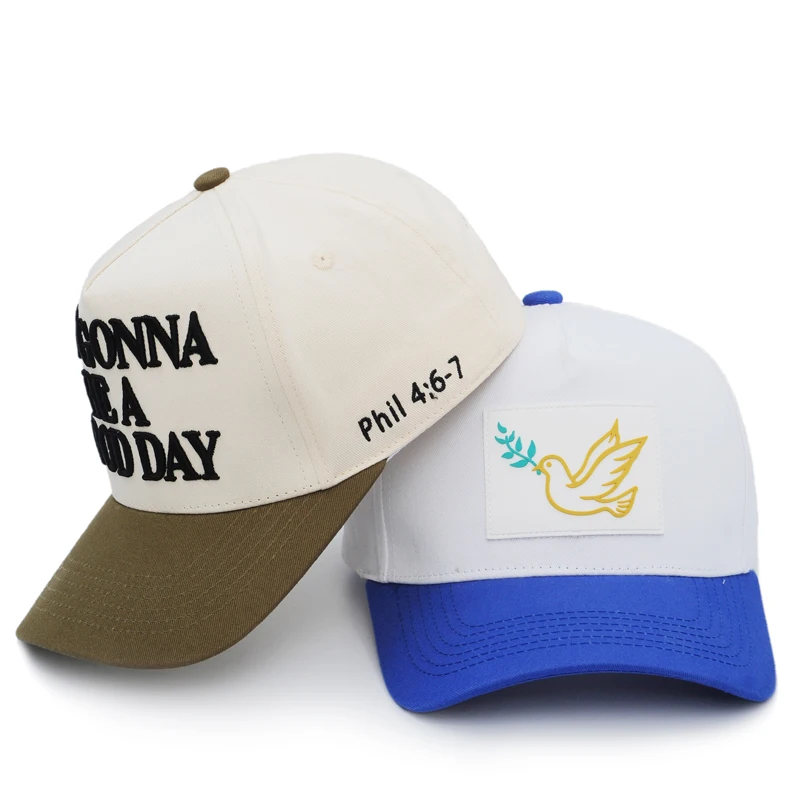 Custom 5 Panel a Frame Style Cotton Baseball Cap 3D  display picture 3