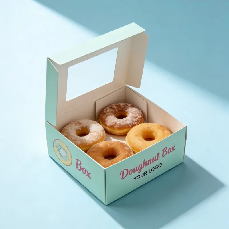 Boîte personnalisée biodégradable pour biscuits, imprimée sur mesure, en carton alimentaire écologique — meilleur prix — boîte à beignets avec fenêtre
