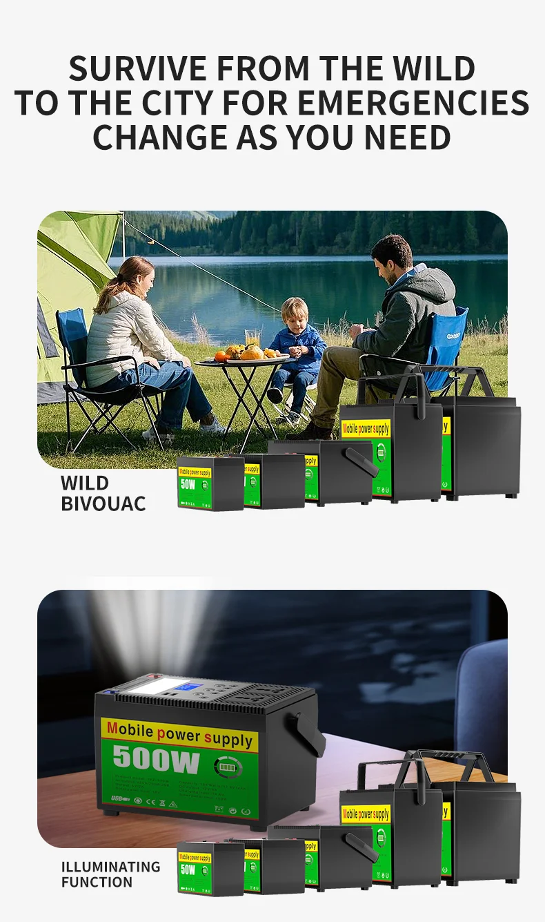 Portable 1000W MPPT Pure Sine Wave Solar Generator Power Station LiFePO4 Battery Outdoor Camping Caravan Tailgating LED Lighting