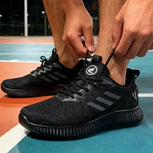 Custom Men's Lace-up Sport Shoes Breathable Mesh Lightweight Design Low MOQ Wholesale Spring Autumn Running Shoes Low