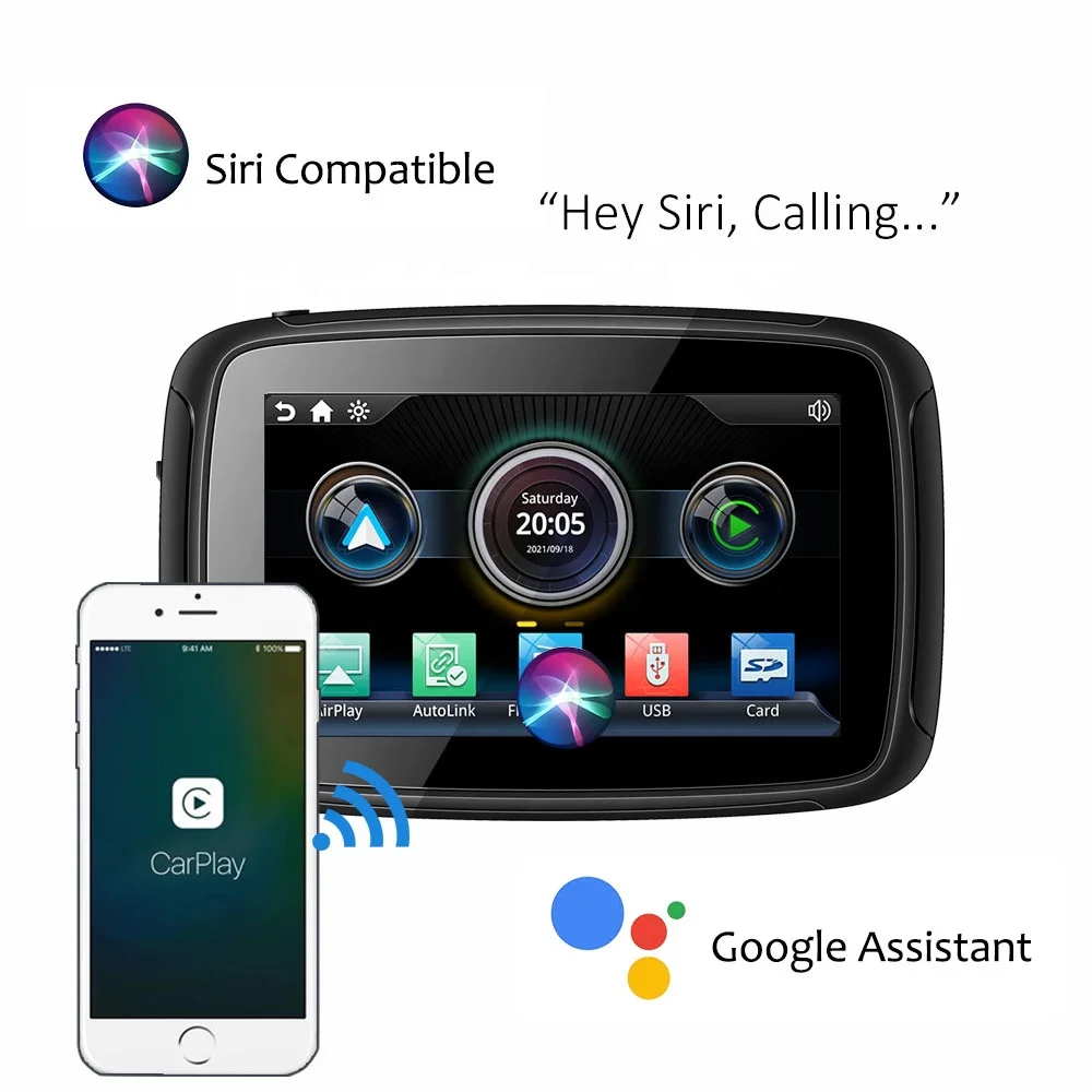 5 Inch Ip65 Universal Wireless Carplay Android Auto Linux Portable Car