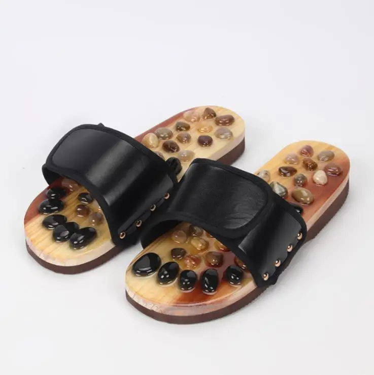 Acupressure Massage Slippers with Natural Stone Therapeutic Reflexology  Sandals for Foot Acupoint Massage Shiatsu Arch Pain