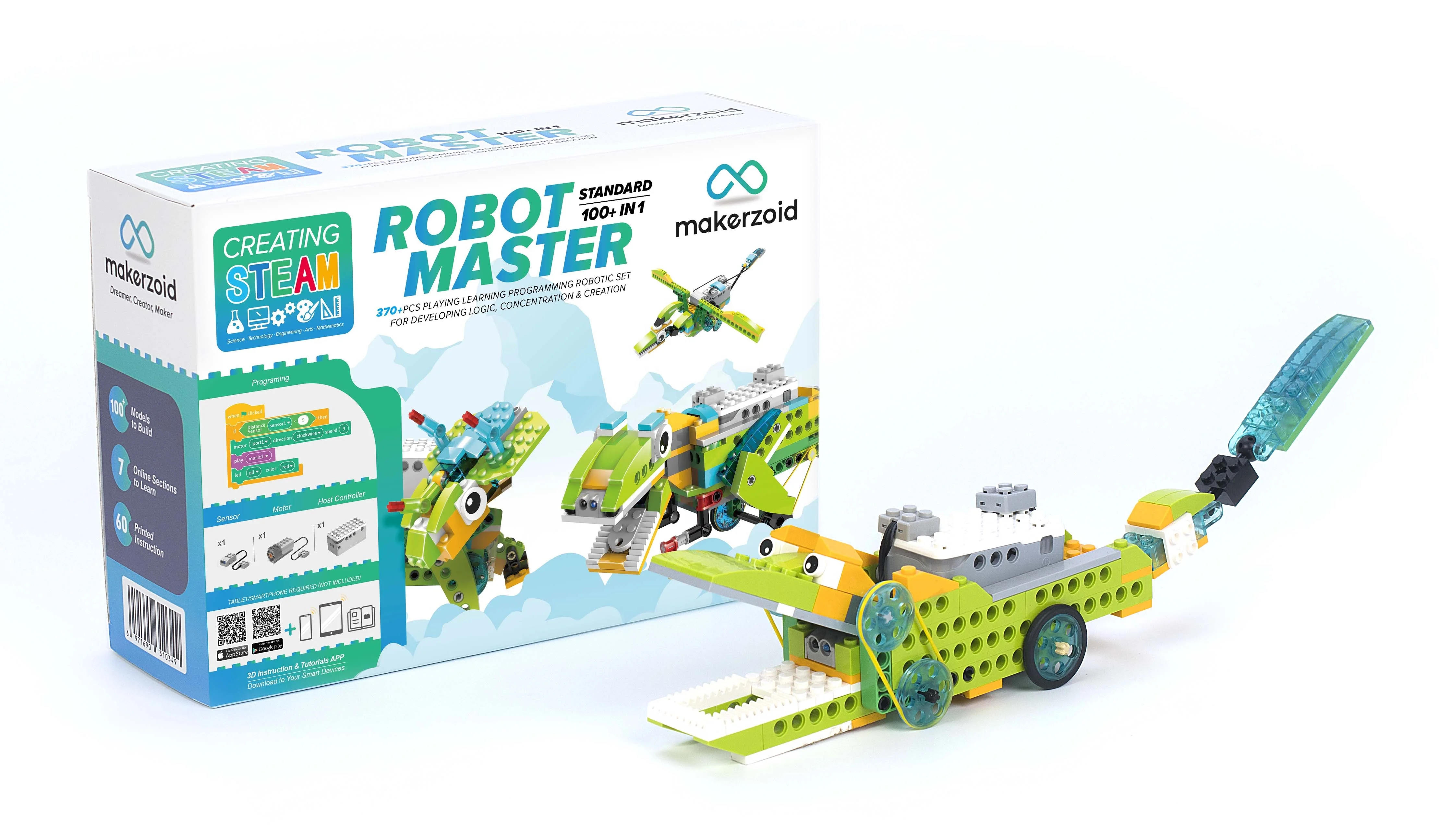 Makerzoid 100 in Robot Master STEAM Programmable Toys Kit Robotics Coding  Toys for Kids to Code and Create