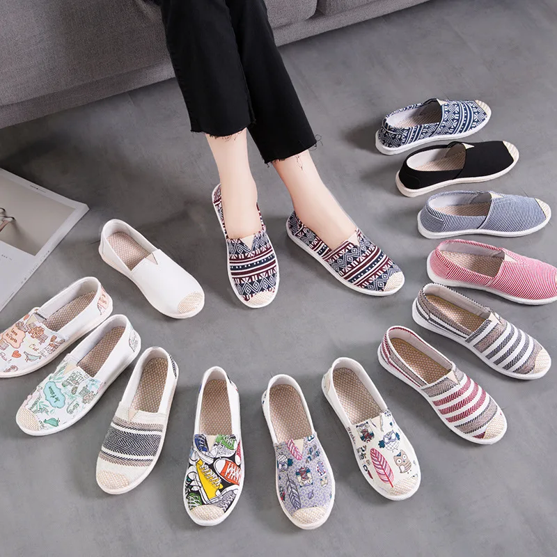 Cheap Wholesale Printed Spring And Autumn Canvas Shoes Women 2022 New Flat Shoes  Women Casual Lazy Low Top Shoes - Buy Flat Women Shoes,Canvas Women Shoes, Women Lazy Low Top Shoes Product on