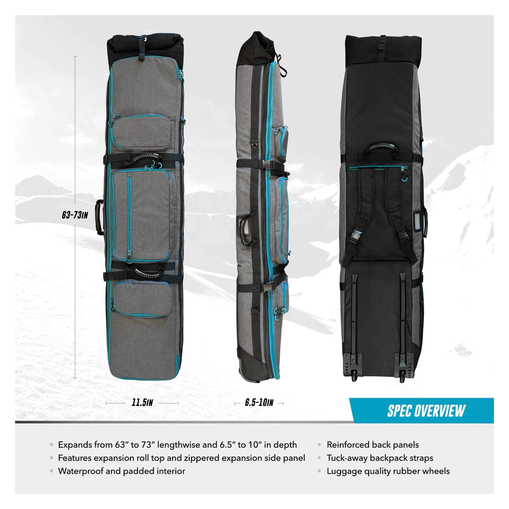 Rolling Expandable Snowboard And Ski Bag Ski And Snowboard Bag With