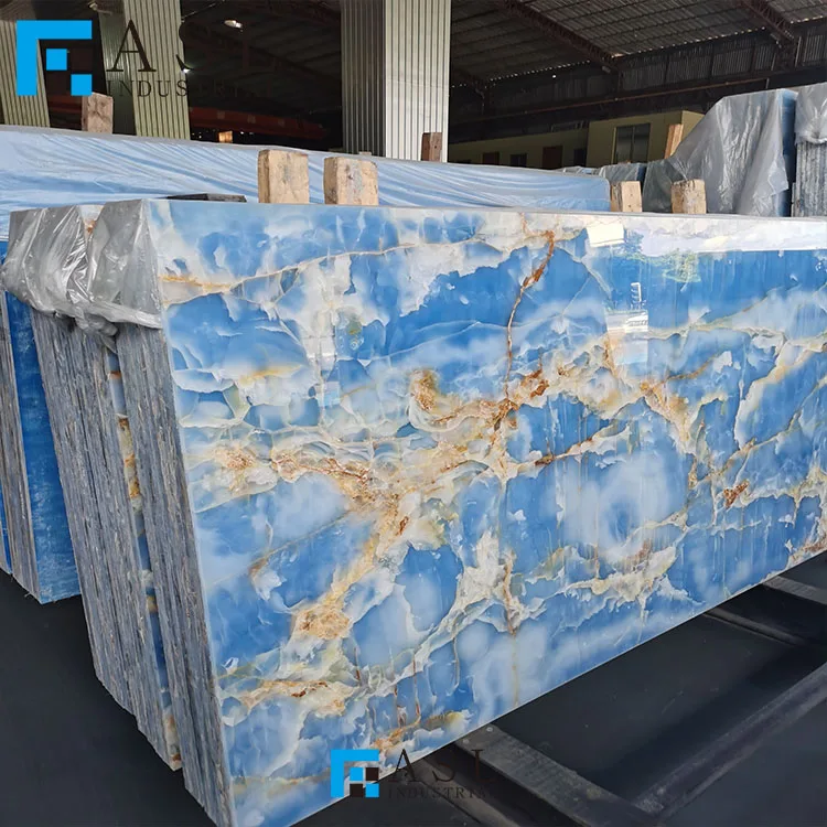 Blue onyx floor tile gold onyx natural stone slab tile