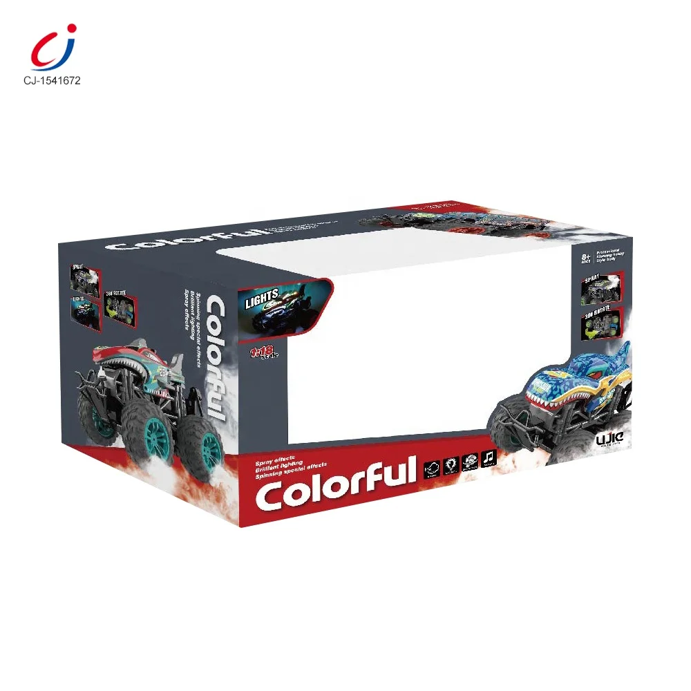 Chengji Rc Car 360 Degree Rotating Flip Car Off-road Stunt Vehicle Toy 1:18 Light Music Spray Water Remote Control Stunt Car Toy