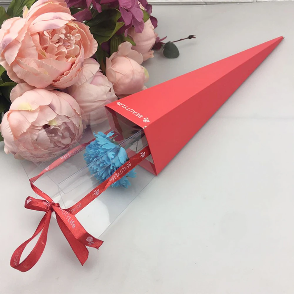 INUNION Handheld Gift Box Florist Flower Wedding Party Decoration Long Stem Rose Boxes Paper Flower Box with clear Window