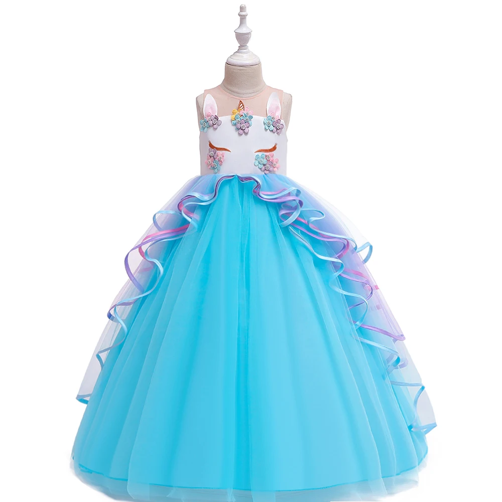 MQATZ Pink Princess Cosplay Dress for Girls Hot New Children's Party Outfit for Age 5-12Years DJS009