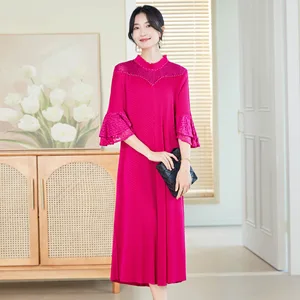 2026 Spring Autumn Collection Women's Luxurious Large Size Slimming Floor-Length Large Petals Generation Hair Long Sleeve