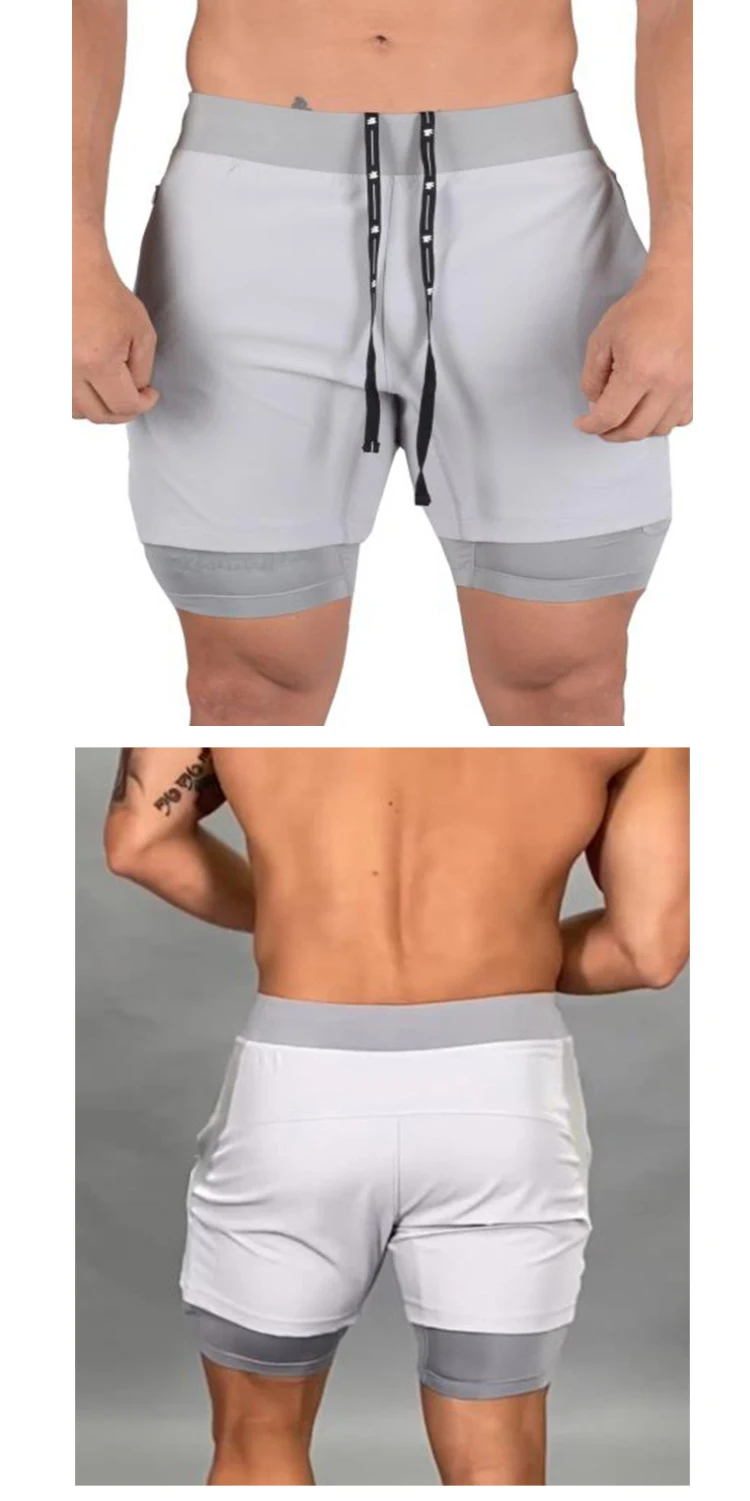 Workout Running Wear Men's Gym Shorts Custom Men Slim Sweat Fiess Sport Casual Print Pattern Knitted 2 in 1 Shorts Men766_voghion.com
