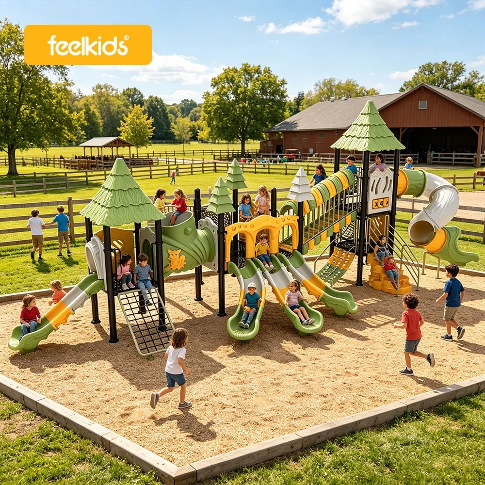 Wholesale Large Commercial Outdoor Playground Equipment Kids Slide Climbing Set for Park Amusement and School Project