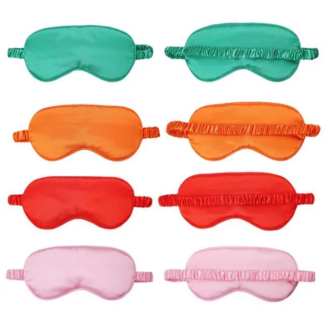 Customize Double Layer Elastic Strap Soft Eye Cover Satin Sleeping Eyemask Travel Silk Sleeping