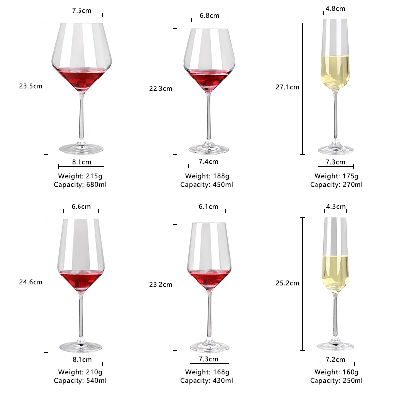 Bulk clear Wholesale Glass champagne Flutes Stemless Wine Glasses Cup Goblets Set for Wedding