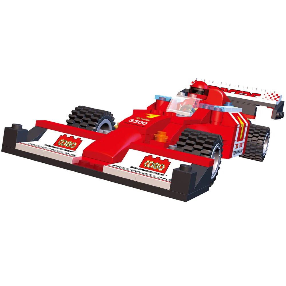 COGO 218 PCS Pullback Creative DIY Brick Model Play Set Racing Cars Plastic Educational Building Blocks Car Toys for Kids