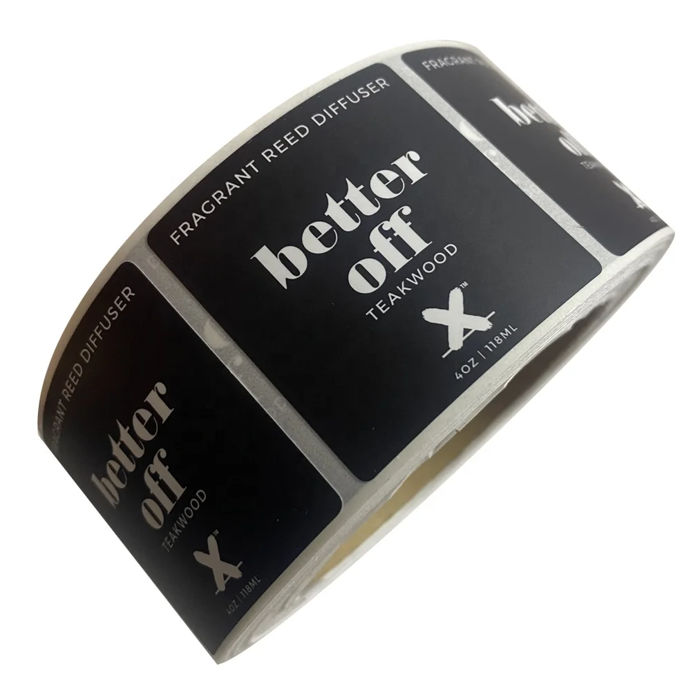 Custom Print Cosmetic Sticker Roll Waterproof Adhesive Vinyl Beard Oil Essential Oil Glass Food Bottle Packaging Sticker Label