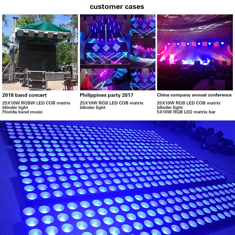 Marslite LED Matrix Blinder Light 25x10w RGBW COB Matrix DMX Blinder Background Stage Light