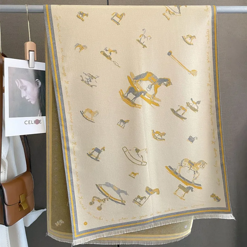 2023 Luxury Pashmina Equestrian Shawls Scarf Wrap Winter Female
