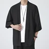 Camicia Kimono Nera Giacca Cardigan Giapponese
