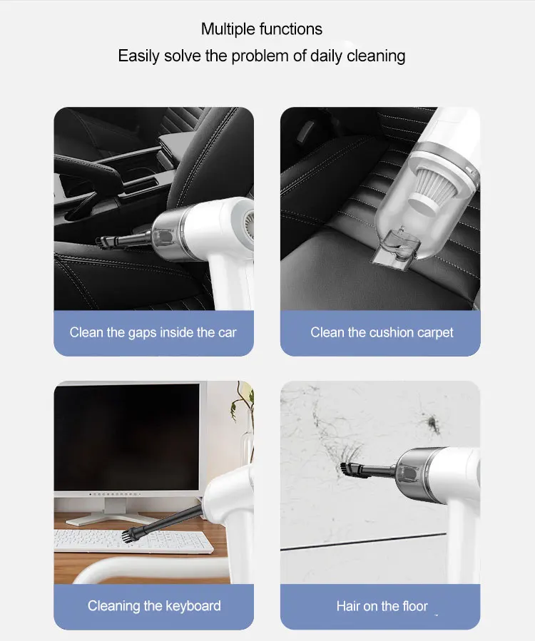 2 in 1 Mini Wireless Car Vacuum Cleaner and Pump Small Cordless Handheld Portable Hand Aspirateur Voiture With Air Compressor