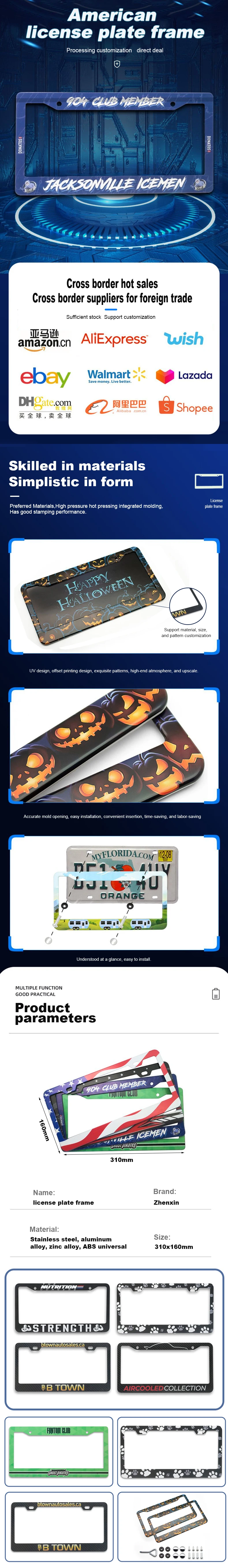 Factory Direct Sales Custom American License Plate Frames Print License Plate Frames for USA/CA details