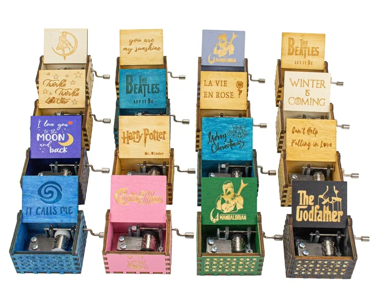 Custom Wooden Harry And Potter Hand Crank Musical Box Buy Harry