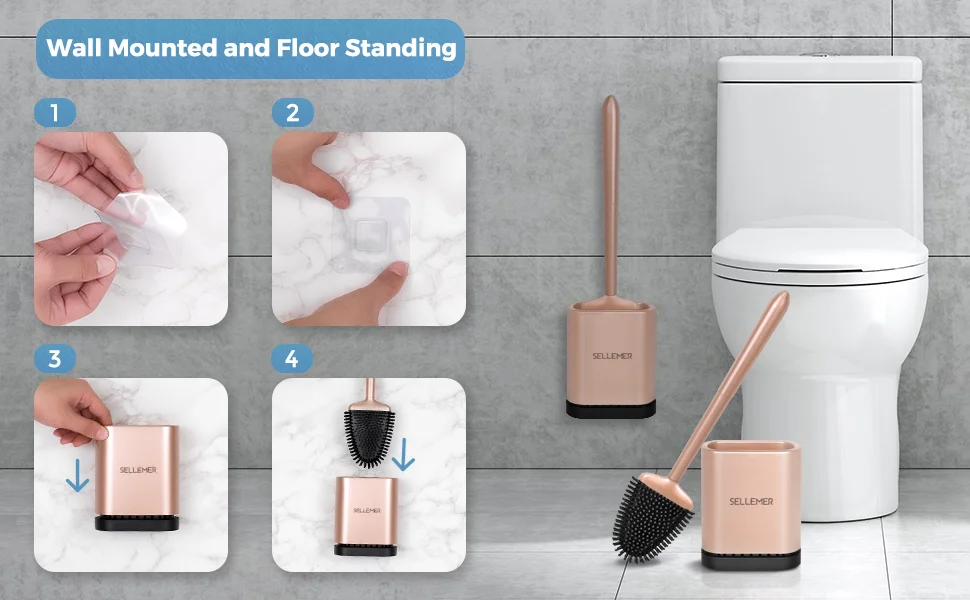 Sellemer Toilet Brush And Holder Set For Bathroom,Toilet Bowl Brush