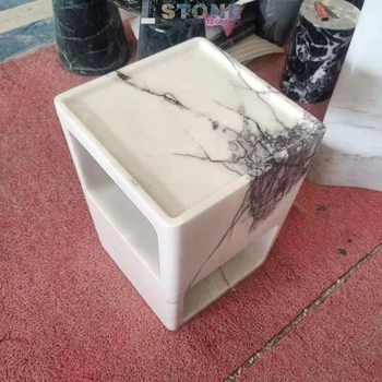 Customized French Square Calacatta Marble Candle Holder Modern Antique Living Room Ambiance Decor Pot Cups Jar