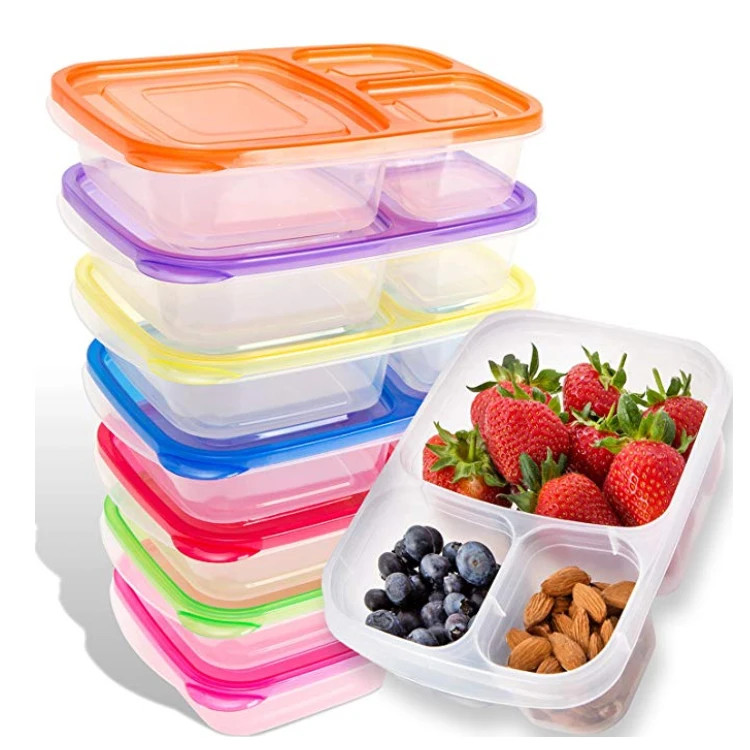 Bpa Free3 Compartment Plastic Food Meal Prep Lunch Box Bento  Container/tiffin Box Lunch - Buy Lunch Box Plastic,3 Compartment Food  Container,Bpa Free