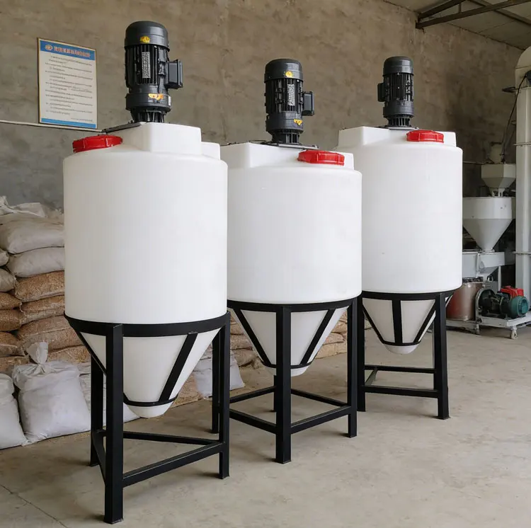 Wholesale LLDPE Vertical Chemical Water Mixing Tank 55 Gallon (200L) Cone Bottom with Agitator 10+ Year Service Life