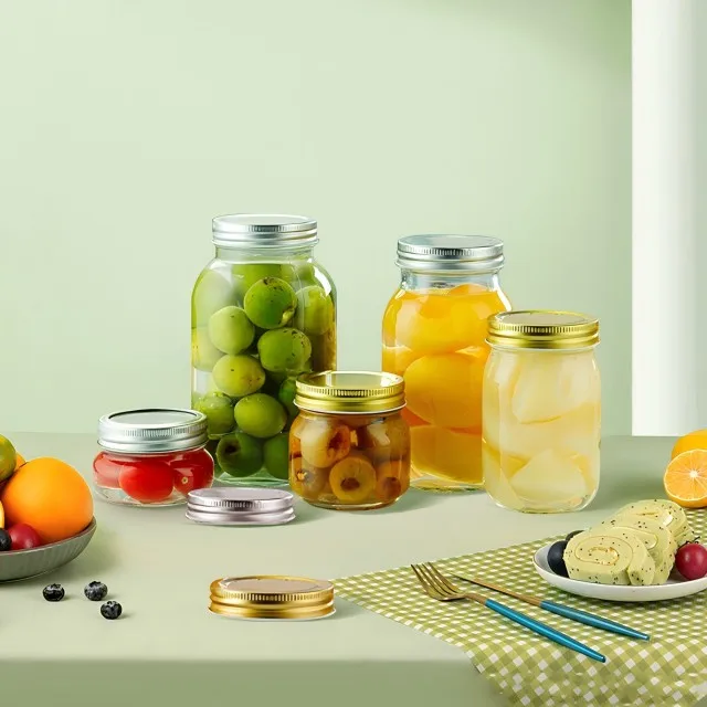 Glass food storage jar glass mason jar with metal lid for jam pickle sauce canned