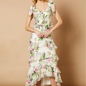 2026 Newest Design Summer Vintage Dress Floral Printing Sleeveless Women Casual Dresses Custom Wholesale Elegant Women Dresses