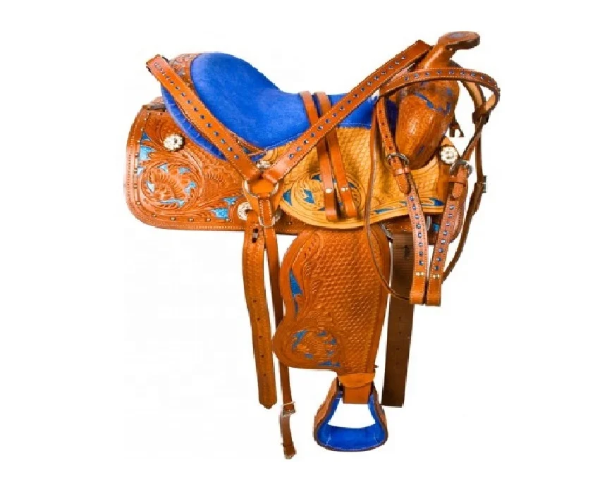 Manaal Enterprises Adult Western Trail Barrel Racing Premium Leather TREELESS Horse Saddle Tack Size 14 to 18 inch Seat Available 