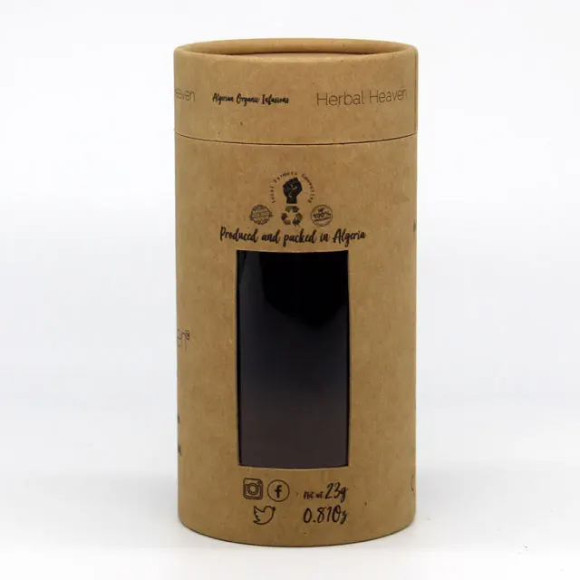 Custom Loose-leaf Tea Paper Tube Packaging Round Tea  Paper Tube with clear Cut Out