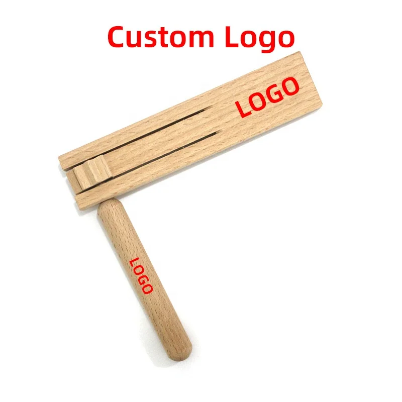 Educational Wooden Rattle Castanet For Kids Toddlers Oem