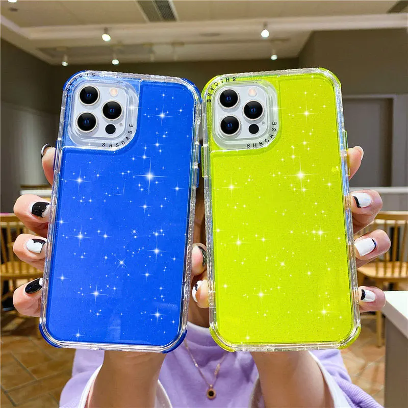 Shining Glitter Shockproof Bumper Phone Case For iPhone 14 Plus 13 Pro Max 12 Mini 11 Pro XS Max 7 8 Plus Transparent Soft Cover factory