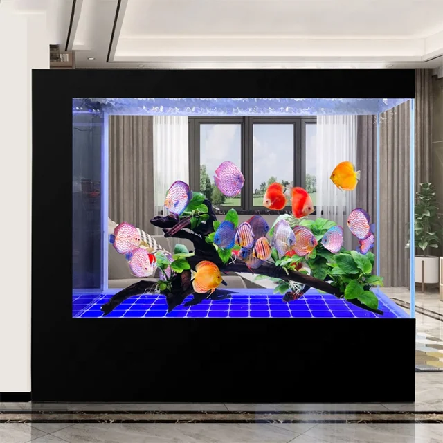 Factory custom-made screen glass large aquarium tank filter system free of water change with lamp home decorations
