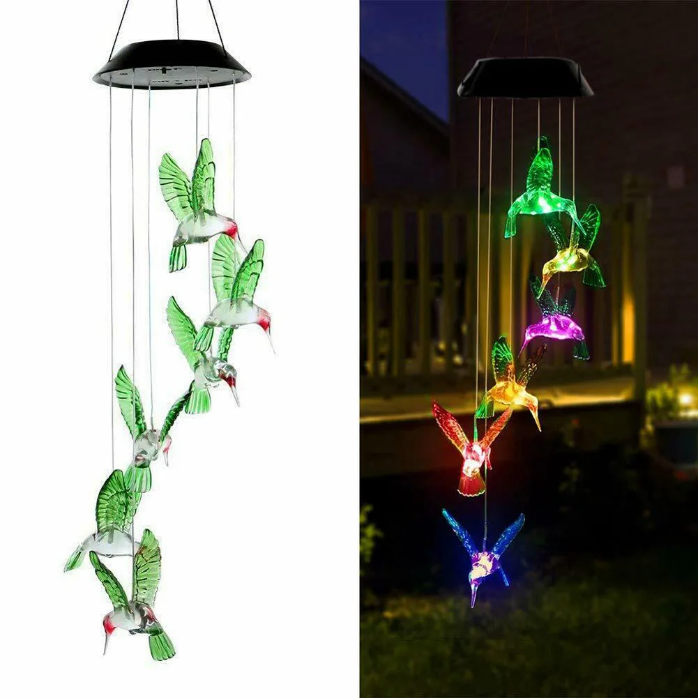 Campanula Hanging Iron Crafts Solar Powered Wind Chime Bells Hanging ...