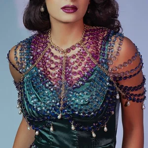 Sexy Women Beaded Body Chains Bra Shawl Fashion Adjustable Shoulder Necklaces Tops Chain Evening Dress Matching Body Jewelry