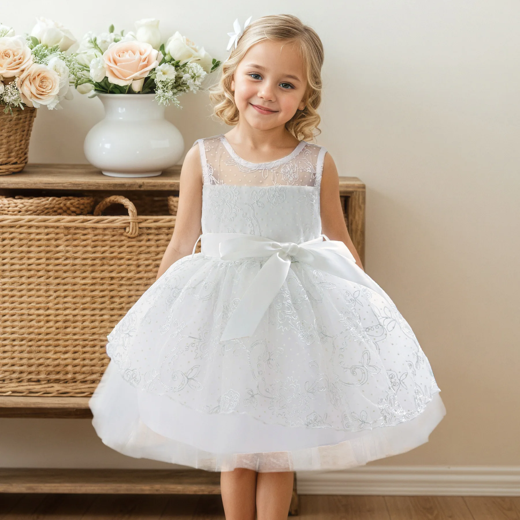 lace and beaded wedding dress Cheap See Through Lace Beaded Wedding Dresses with Long Sleeves SWD0065
