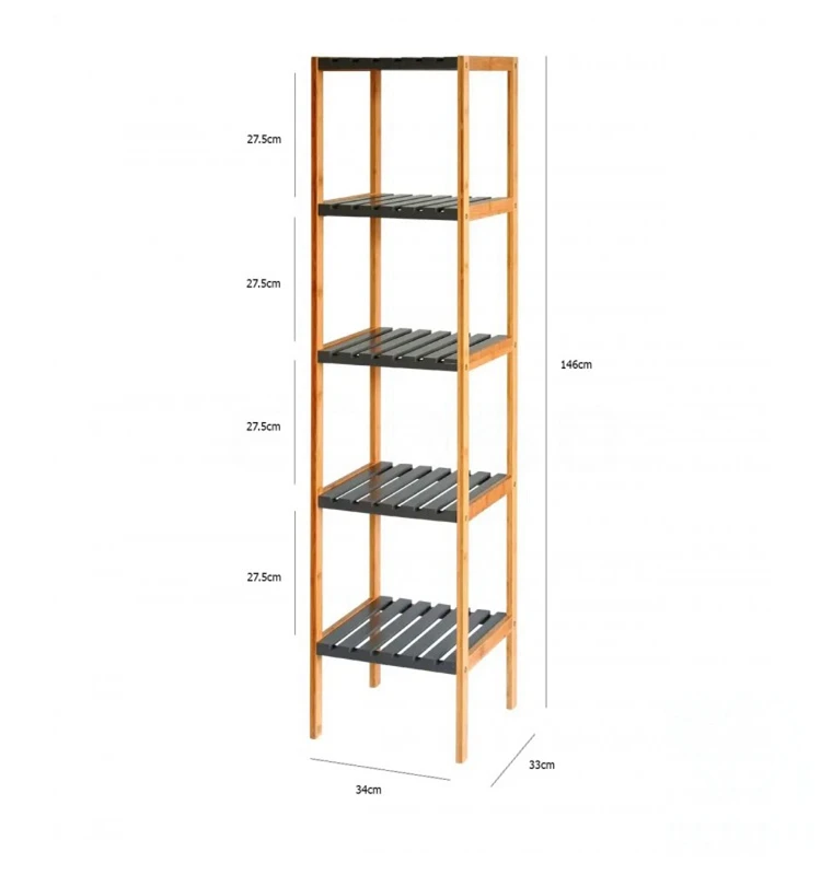 Grey And Bamboo 4 Tier Bathroom Shelf Buy Bathroom Corner Shelf Bamboo Bathroom Shelf Bamboo Storage Shelf Product On Alibaba Com