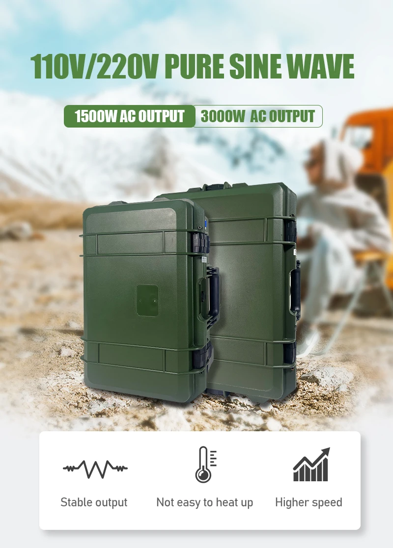 2560Wh Battery Backup Solar Generator 1500W AC Outlets 110V 220V Portable Power Station With Wheel For Emergency Power