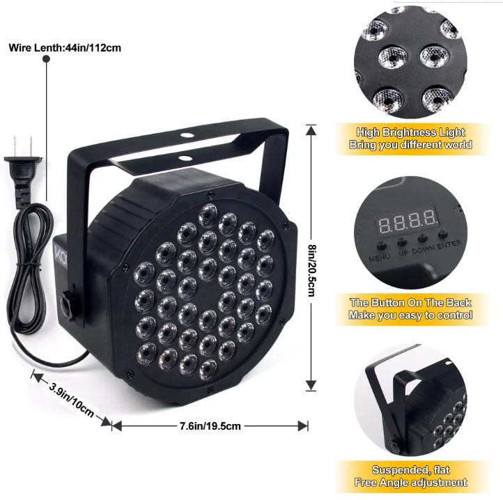 36 LED RGBアップ照明DJステージパーライト9モードリモコンDMX