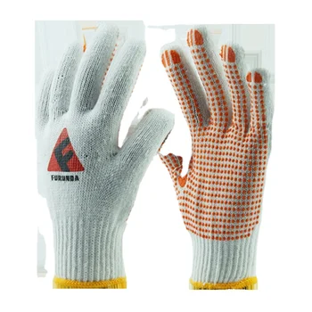 10 Gauge Bleached and PVC Dotted White Cotton Knitted Working Gloves hand gloves