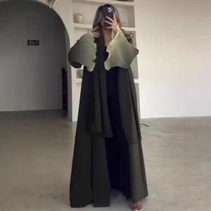 2025 Latest Women's Fashion Abaya Gradient Cardigan Plus Windbreaker Elastic Muslim Abaya Miyake Pleated Abaya
