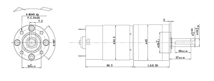 45mm Planetary Gear Motor 12v 24v DC 100W High Torque