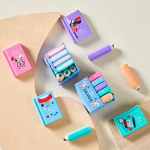 "Pencil & Notebook-Shaped Erasers for Students: Wipes Clean for Homework & Doodling, Vibrant Colors & Stylish Look"