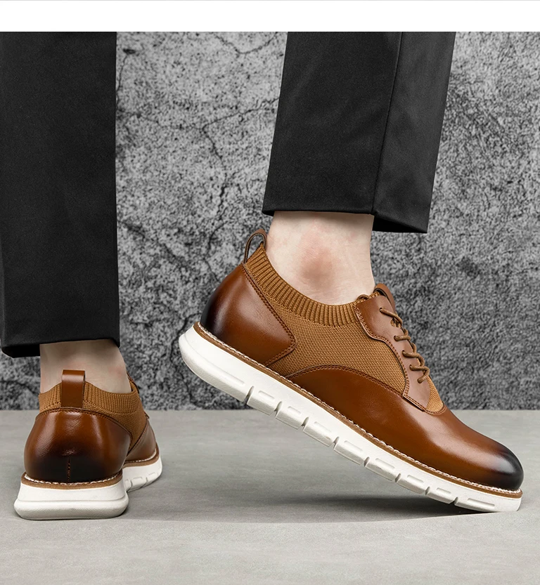 Men Leather Shoes Lace-up Trend Comfortable Leather Formal Business ...